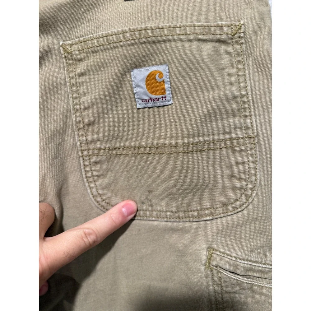 Carhartt Mens Relaxed Fit Canvas Work Pants Tan Khaki Utility Carpenter 38x36